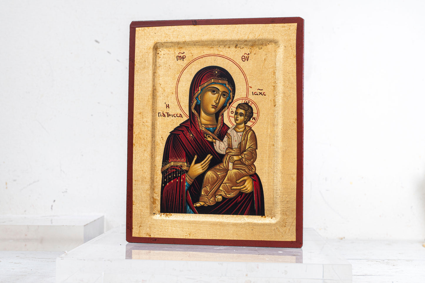 Virgin Mary the Healer  Handmade Wooden Icon in gold leaf amazing detail