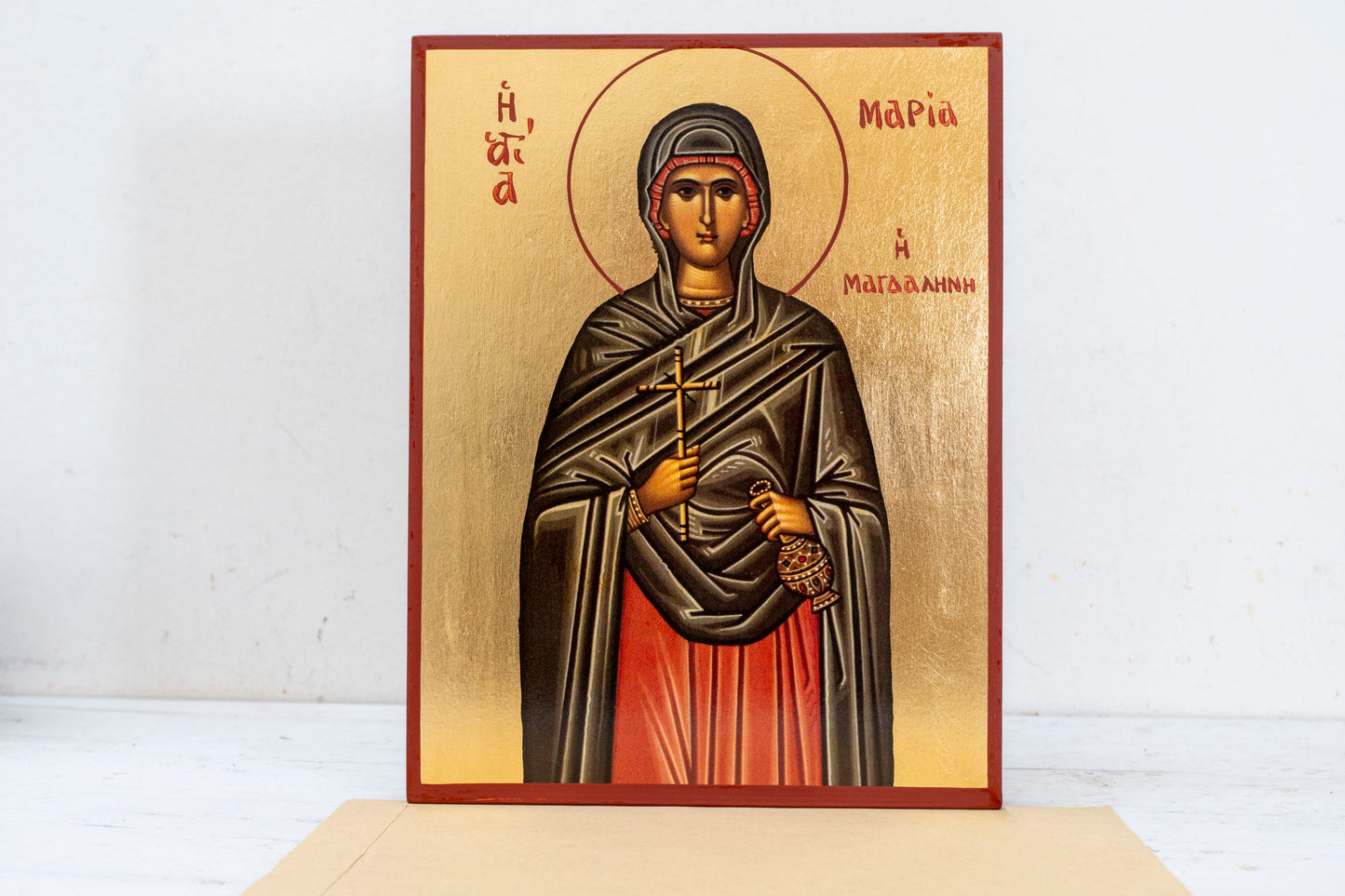 Saint Maria Magdalene Icon – Premium Byzantine Art with Gold Leaf wall hang