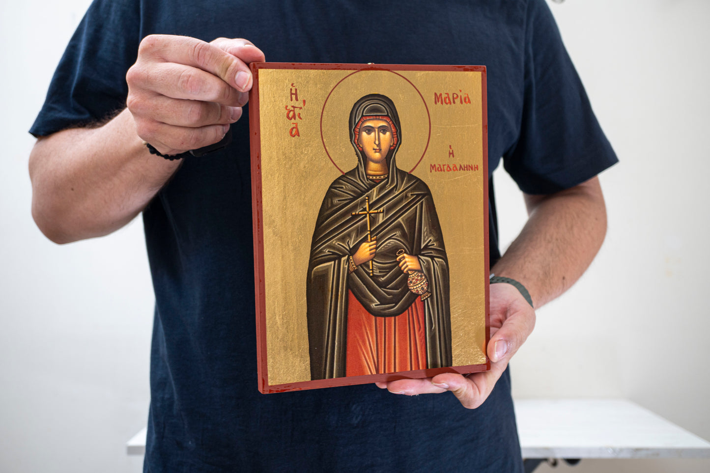 Saint Maria Magdalene Icon – Premium Byzantine Art with Gold Leaf wall hang
