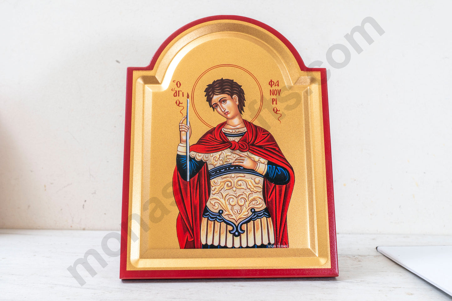 Saint Phanourios Icon – Handmade on Gold Silk Canvas, Stunning Detail