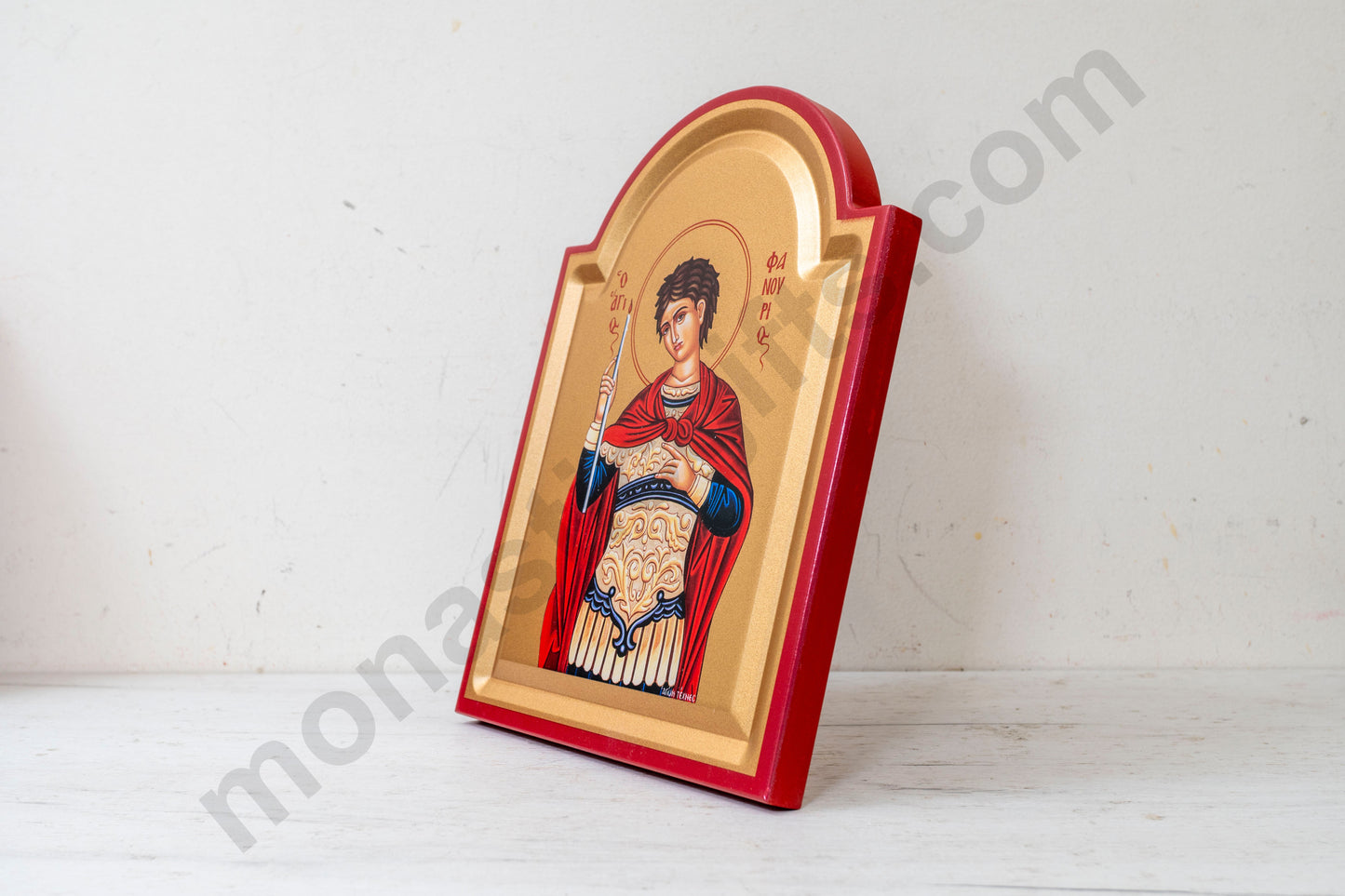 Saint Phanourios Icon – Handmade on Gold Silk Canvas, Stunning Detail
