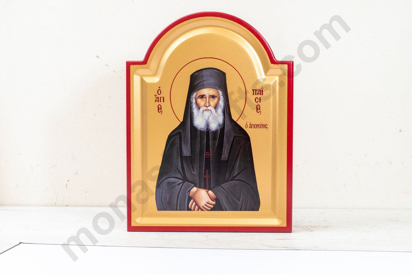 Saint Paisios the Athonite Icon – Handmade on Gold Silk Canvas, Stunning Detail