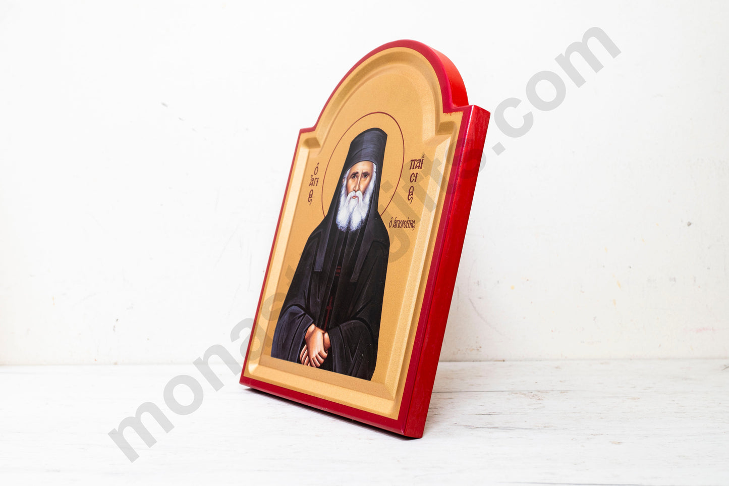 Saint Paisios the Athonite Icon – Handmade on Gold Silk Canvas, Stunning Detail