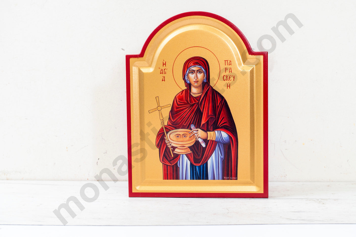 Saint Paraskevi Icon – Handmade on Gold Silk Canvas, Stunning Detail
