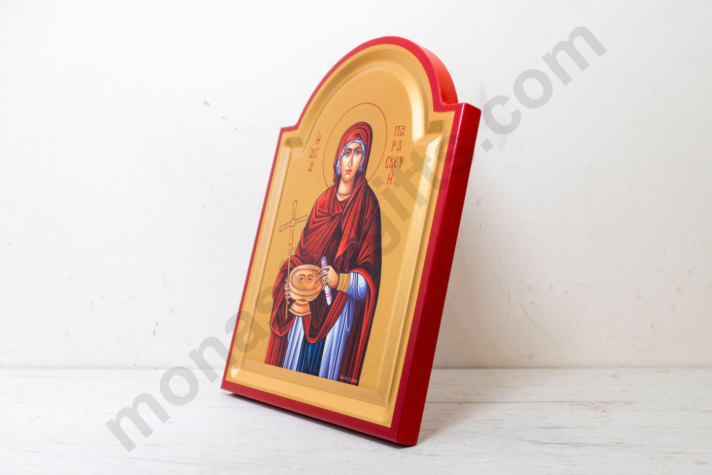 Saint Paraskevi Icon – Handmade on Gold Silk Canvas, Stunning Detail