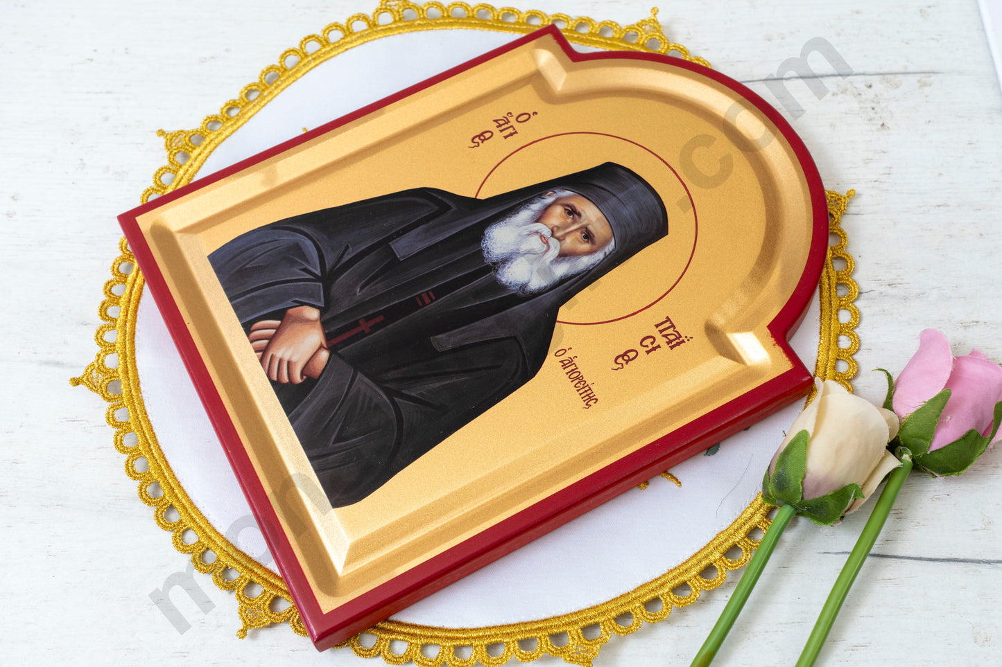 Saint Paisios the Athonite Icon – Handmade on Gold Silk Canvas, Stunning Detail