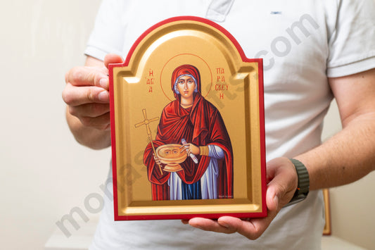 Saint Paraskevi Icon – Handmade on Gold Silk Canvas, Stunning Detail