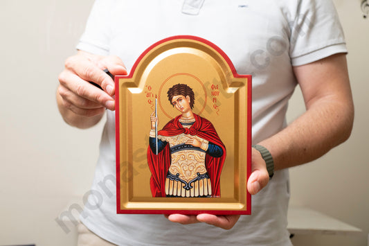 Saint Phanourios Icon – Handmade on Gold Silk Canvas, Stunning Detail