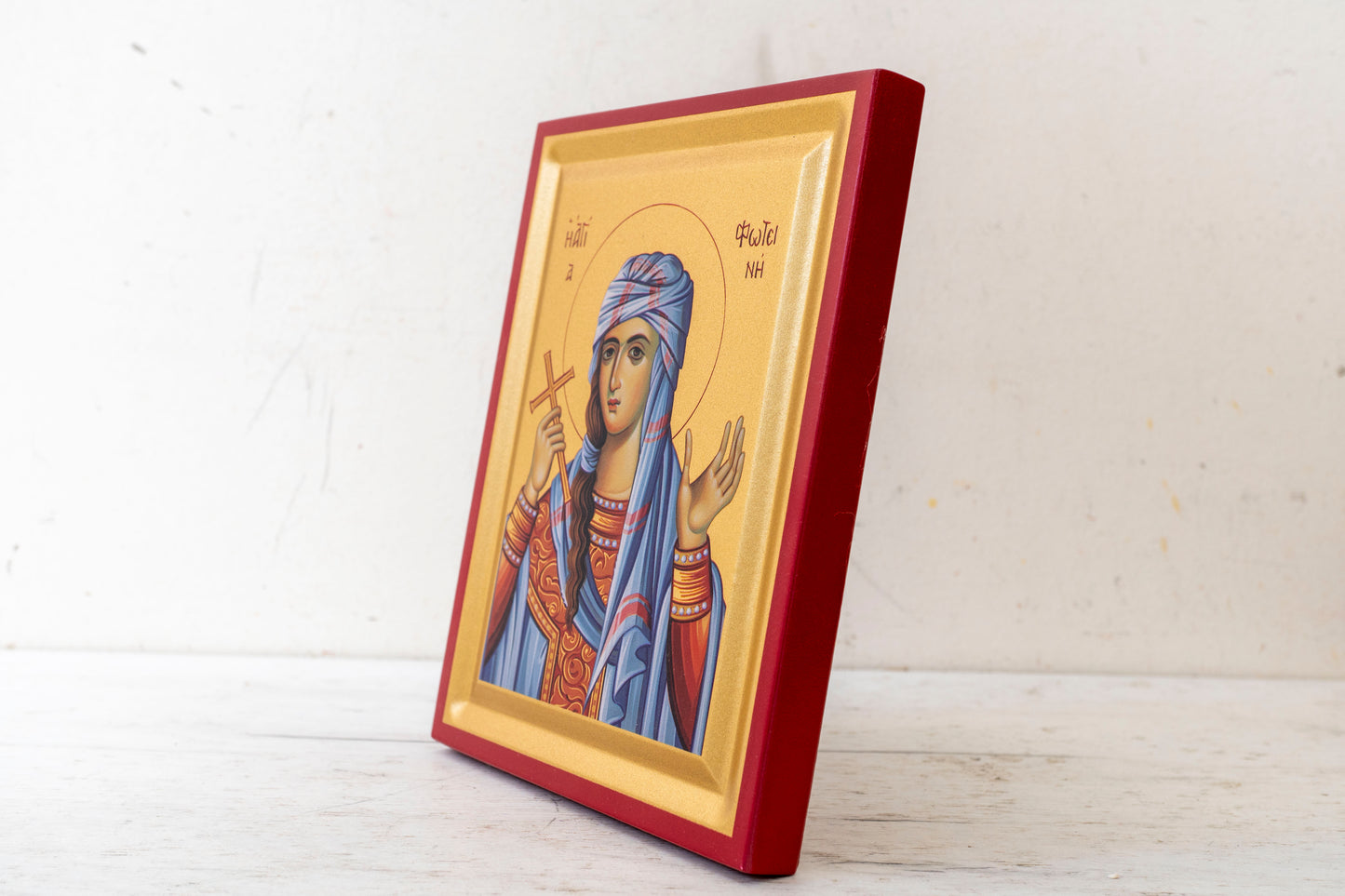Saint Photini the Samaritan WomanIcon Handmade on Golden Silk Canvas.