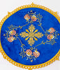 Altar Christian Cloth Embroidered  with Flowers and Cross In ecclesiastical Blue