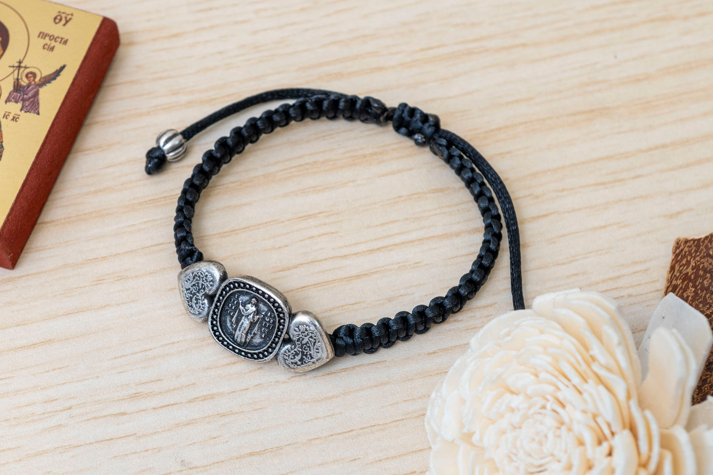 irgin Mary Macrame Bracelet - Handcrafted Byzantine Style Adjustable Protection Wristband