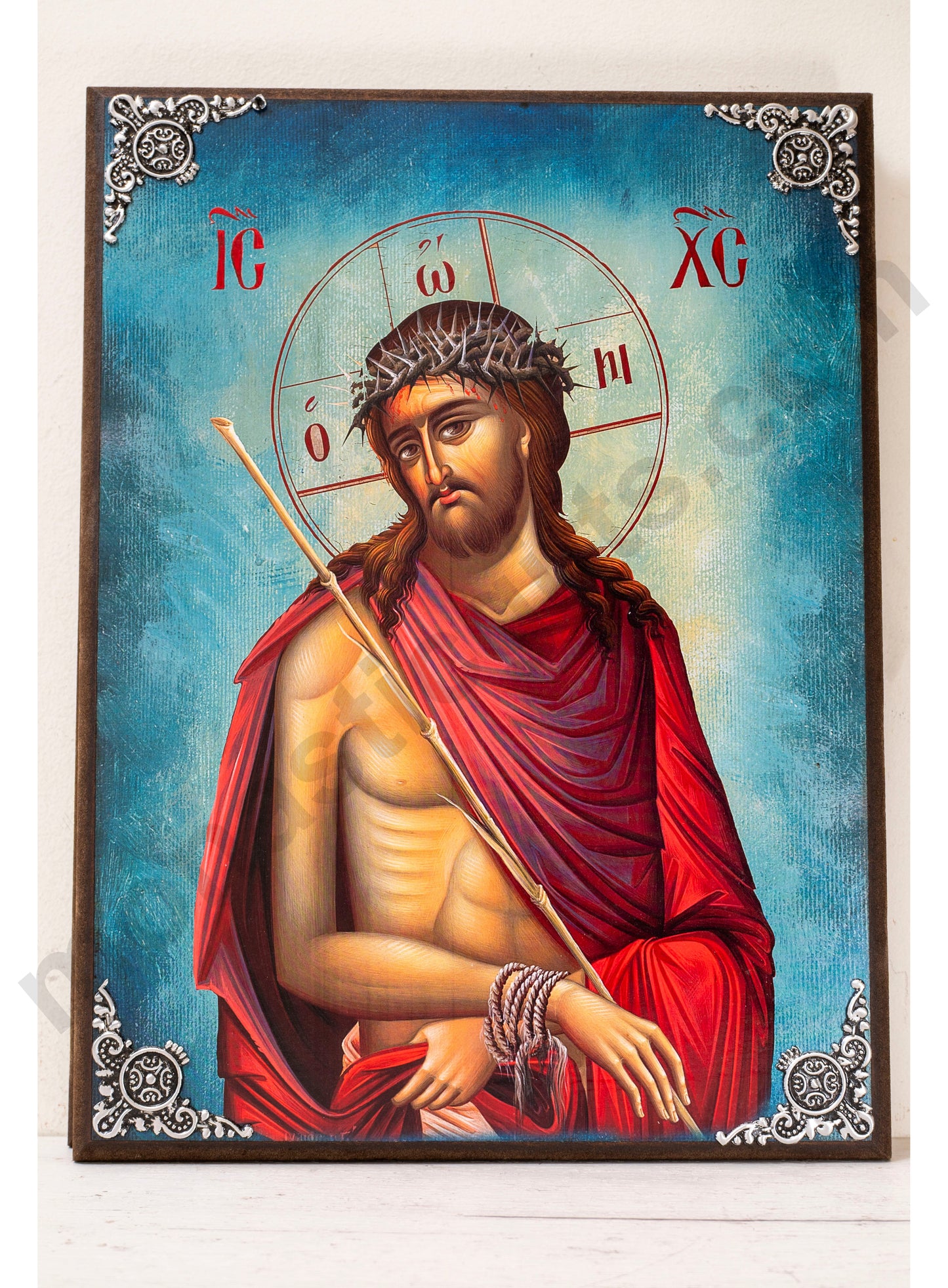 Christ the Bridegroom Byzantine Large Icon – Christian Icon – Natural Oak Wood.