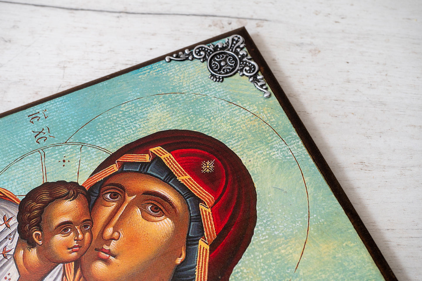 Virgin Mary Glykophilousa Icon – Handmade Byzantine Christian Icon –Natural Wood