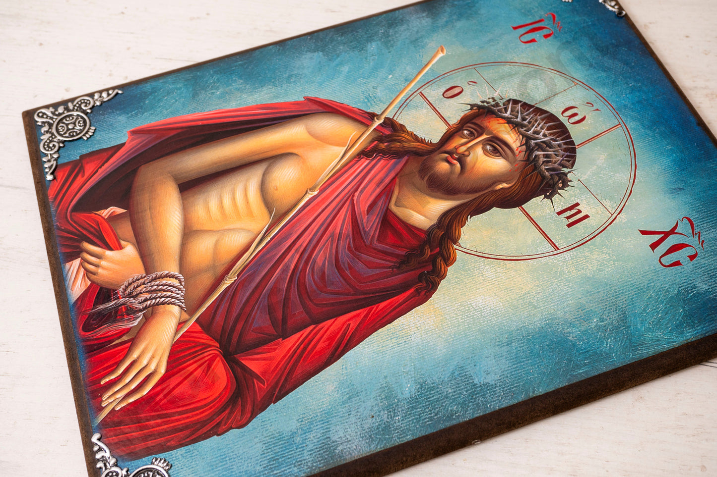 Christ the Bridegroom Byzantine Large Icon – Christian Icon – Natural Oak Wood.