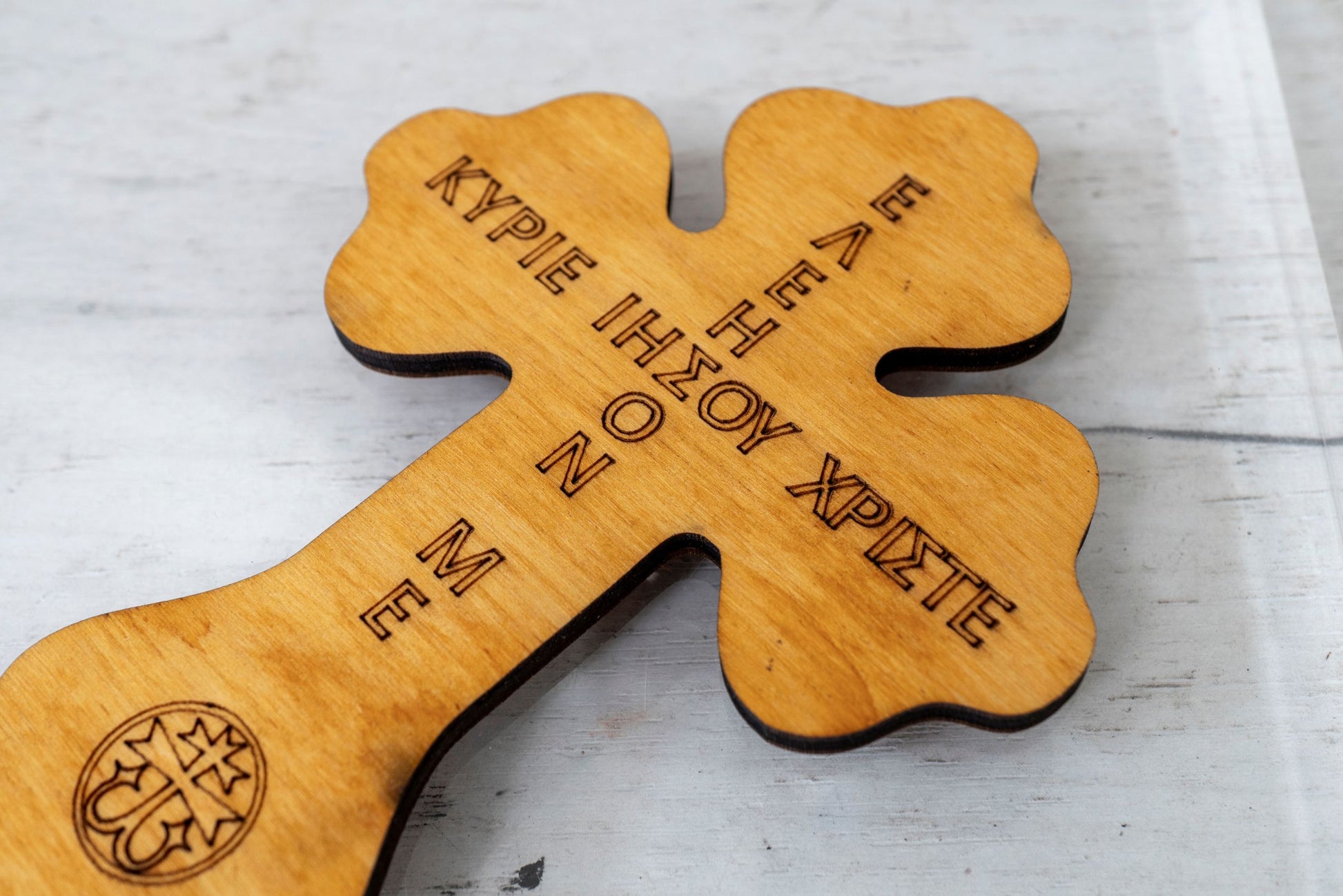 Handmade wooden blessing cross with Crucifixion engraving 24x11 cm (9.45x4.33 in) made in Greece