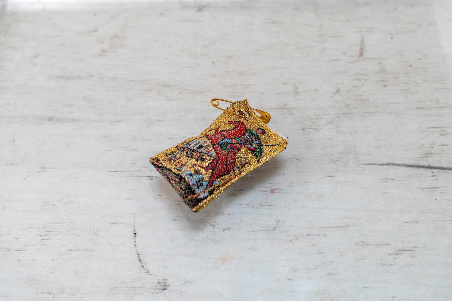 Saint Demetrios Protection Amulet  – Handstitched Gold Filakto from Greece