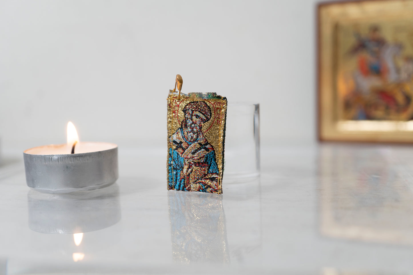 Saint Spyridon  Protection Amulet  – Handstitched Gold Filakto from Greece