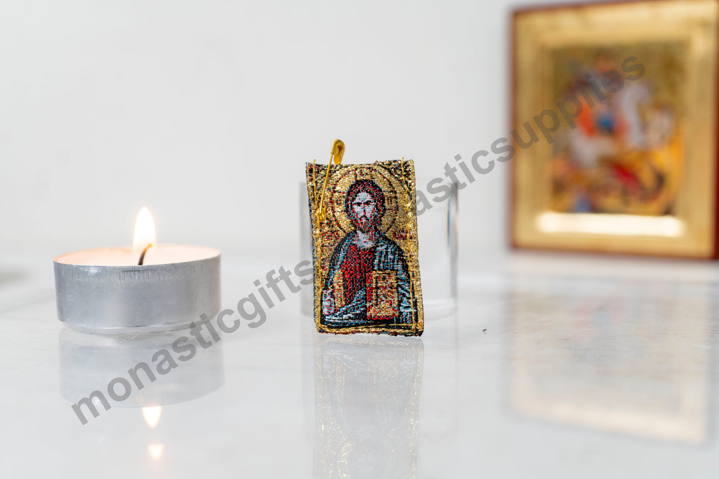Jesus Christ Protection Amulet , Filakto – Handstitched Gold Filakto from Greece