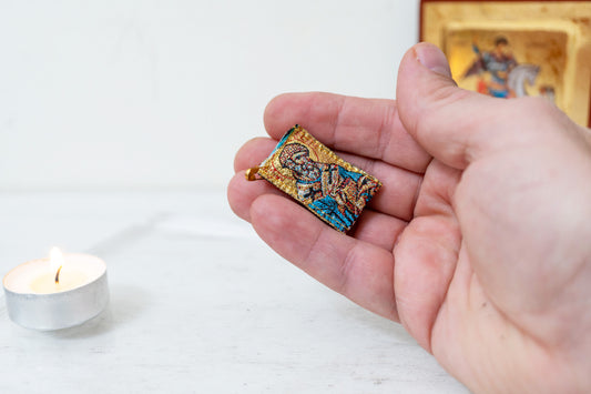 Saint Spyridon  Protection Amulet  – Handstitched Gold Filakto from Greece