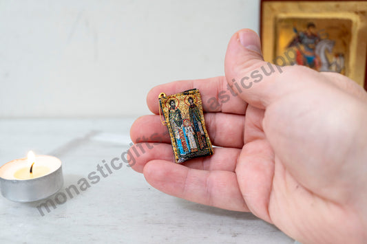 Saint Raphael, Nicholas and Irene -  Protection Amulet  Gold Filakto from Greece