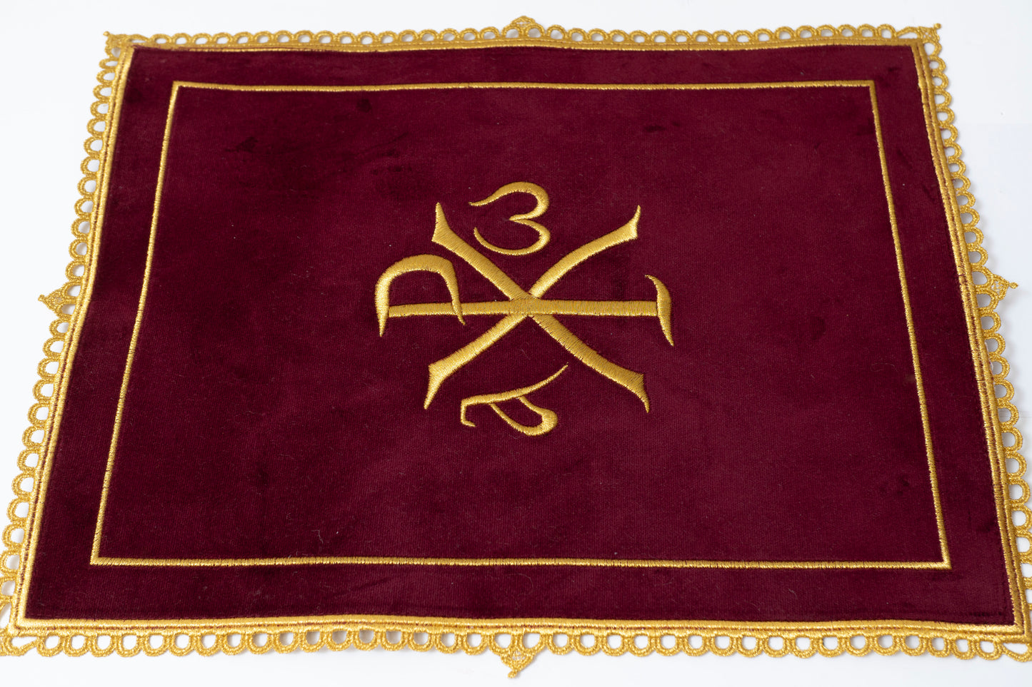 Altar  Christian Rectangular Cloth Embroidered with CHI-RHO Christian symbol Red