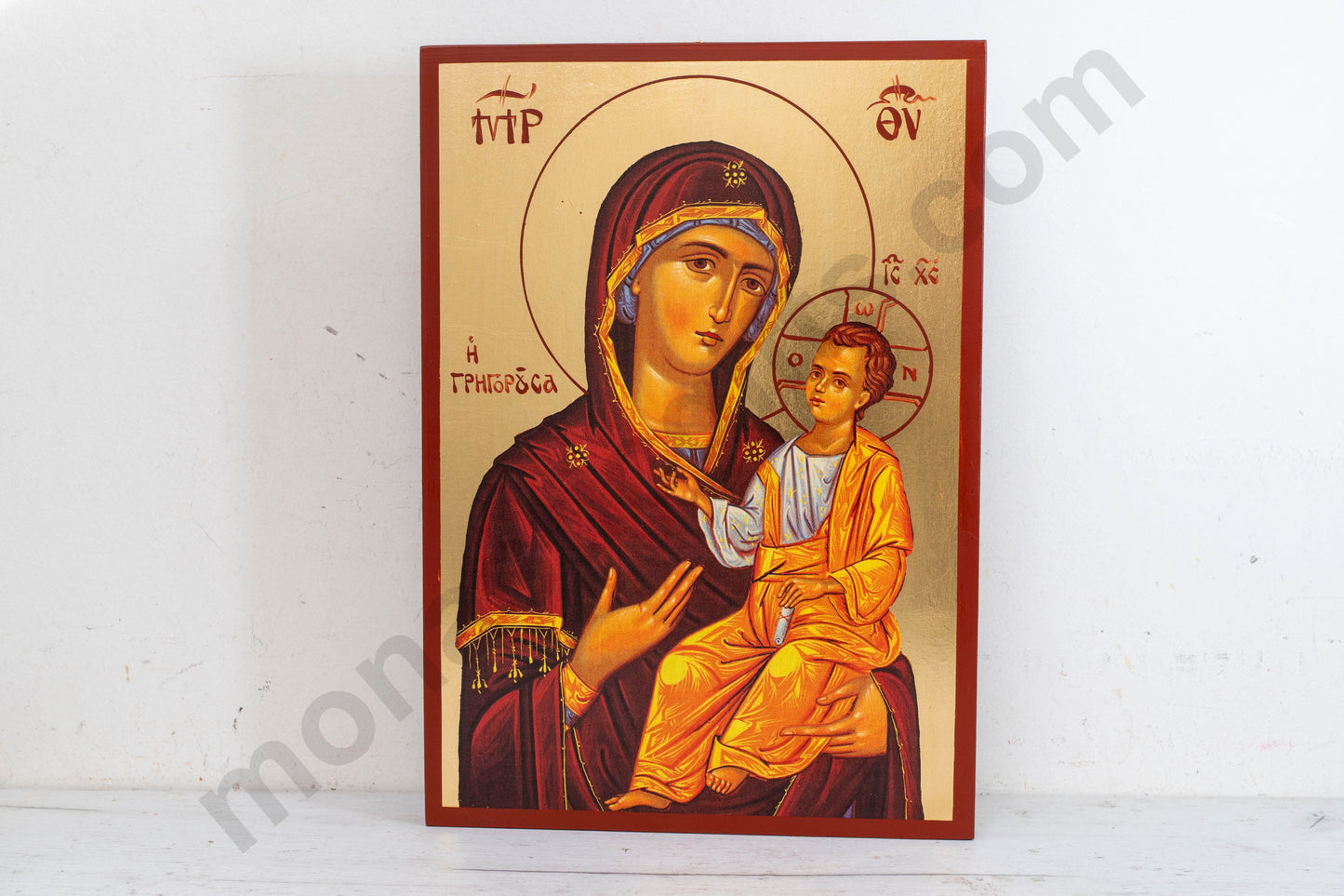 Large Christian Icon With Virgin Mary Quick to Hear  superior quality 9.4 x 13in