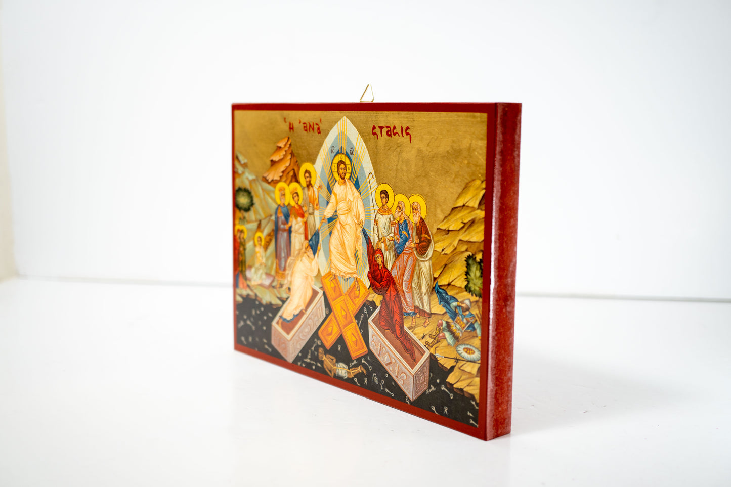 Crucifixion of Jesus Christ Icon – Premium Byzantine Art with Gold Leaf .
