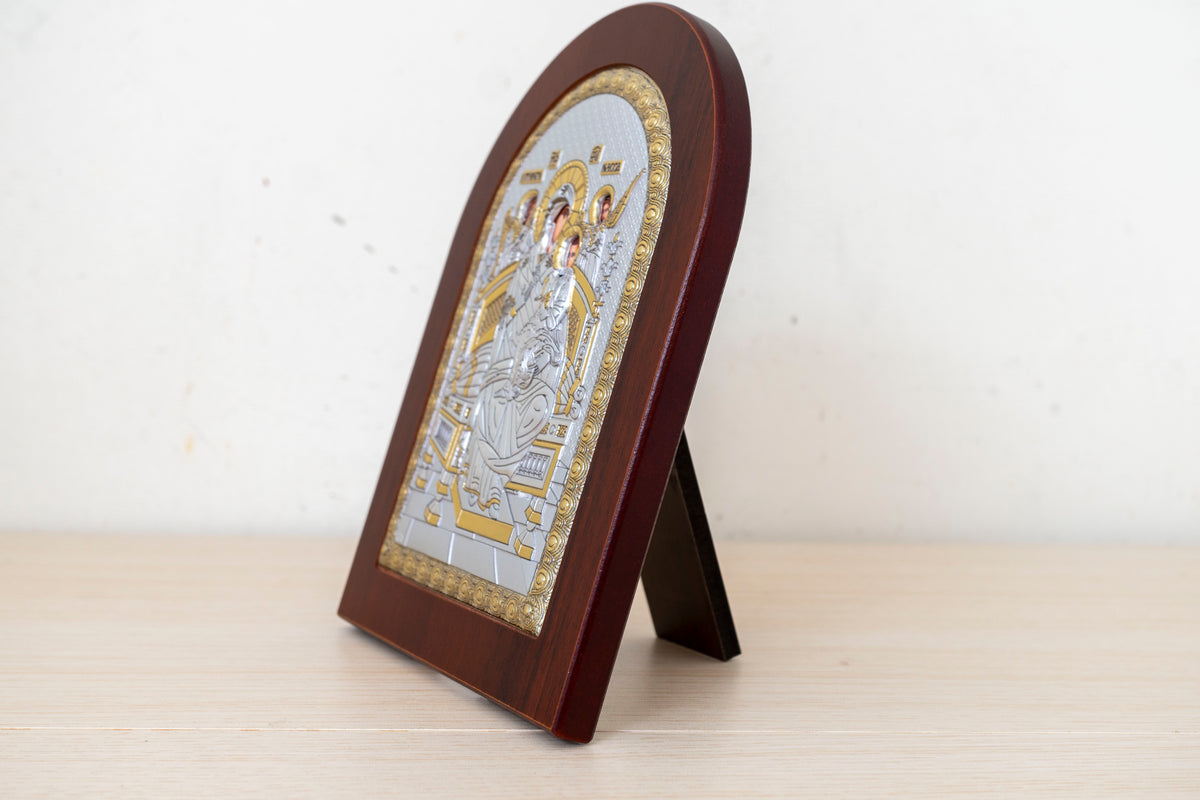 Virgin Mary Pantanassa 925 silver Byzantine icon with gold plated accents (15x20 cm / 5.9x7.9 in)