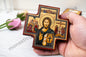 Orthodox cross icon with Christ Pantocrator at the center and scenes on each arm