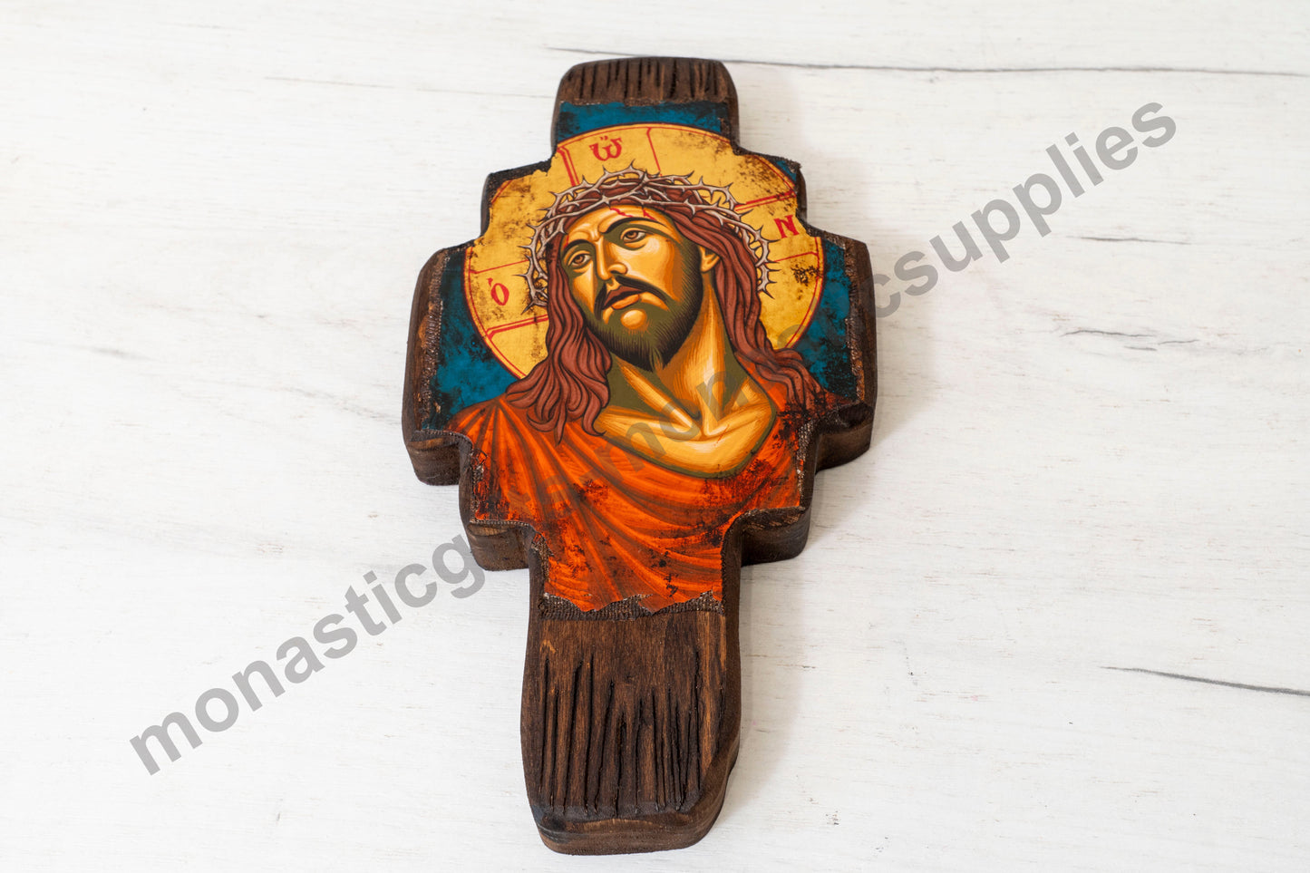 Jesus Christ The Bridegroom icon on Wooden Wall Cross with ,Handmade Religious