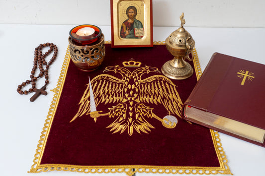 Altar Rectangular Cloth Embroidered with double-headed eagle Christian symbol