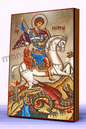 Saint George Byzantine Icon – Handmade Wooden Orthodox Icon on Gold Silk Canvas, Various Sizes