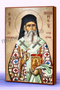 Saint Nektarios – Handmade Byzantine Icon on Gold Silk with Wooden Panel, Various Sizes
