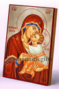 The Virgin Mary Sweet-Kissing  Byzantine Icon – Handmade Wooden Orthodox Icon on Gold Silk Canvas, Various Sizes