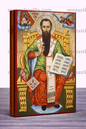 Saint Basil the Great Byzantine Icon – Handmade Wooden Orthodox Icon on Gold Silk Canvas, Various Sizes