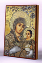 Virgin Mary of Bethlehem (Our Lady of Bethlehem) Byzantine Icon – Handmade Wooden Orthodox Icon on Gold Silk Canvas, Various Sizes