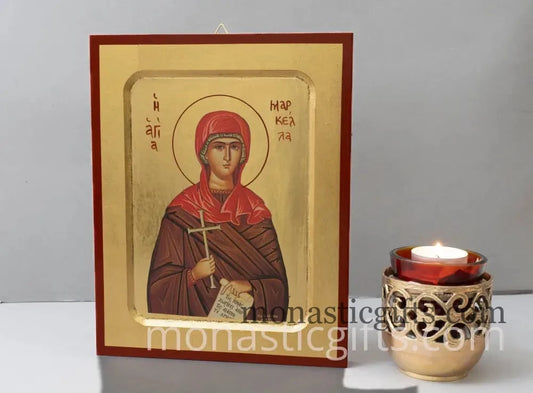 Agia Markella -Saint Marcella Protector Of Young Women-Sainte Marcelle - Santa Handmade Wood Icon