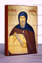 Saint Anthony the Great Byzantine Icon – Handmade Wooden Orthodox Icon on Gold Silk Canvas, Various Sizes
