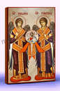 The Archangels Michael and Gabriel Byzantine Icon – Handmade Wooden Orthodox Icon on Gold Silk Canvas, Various Sizes