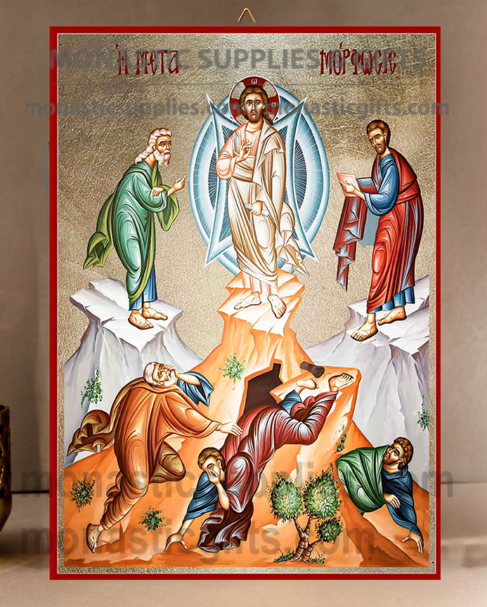 The Holy Transfiguration of Christ Orthodox Icon - Patron of Spiritual Illumination, Transformation & Divine Light - Handcrafted Gold Leaf Canvas Byzantine Wooden Panel Icon with Certificate