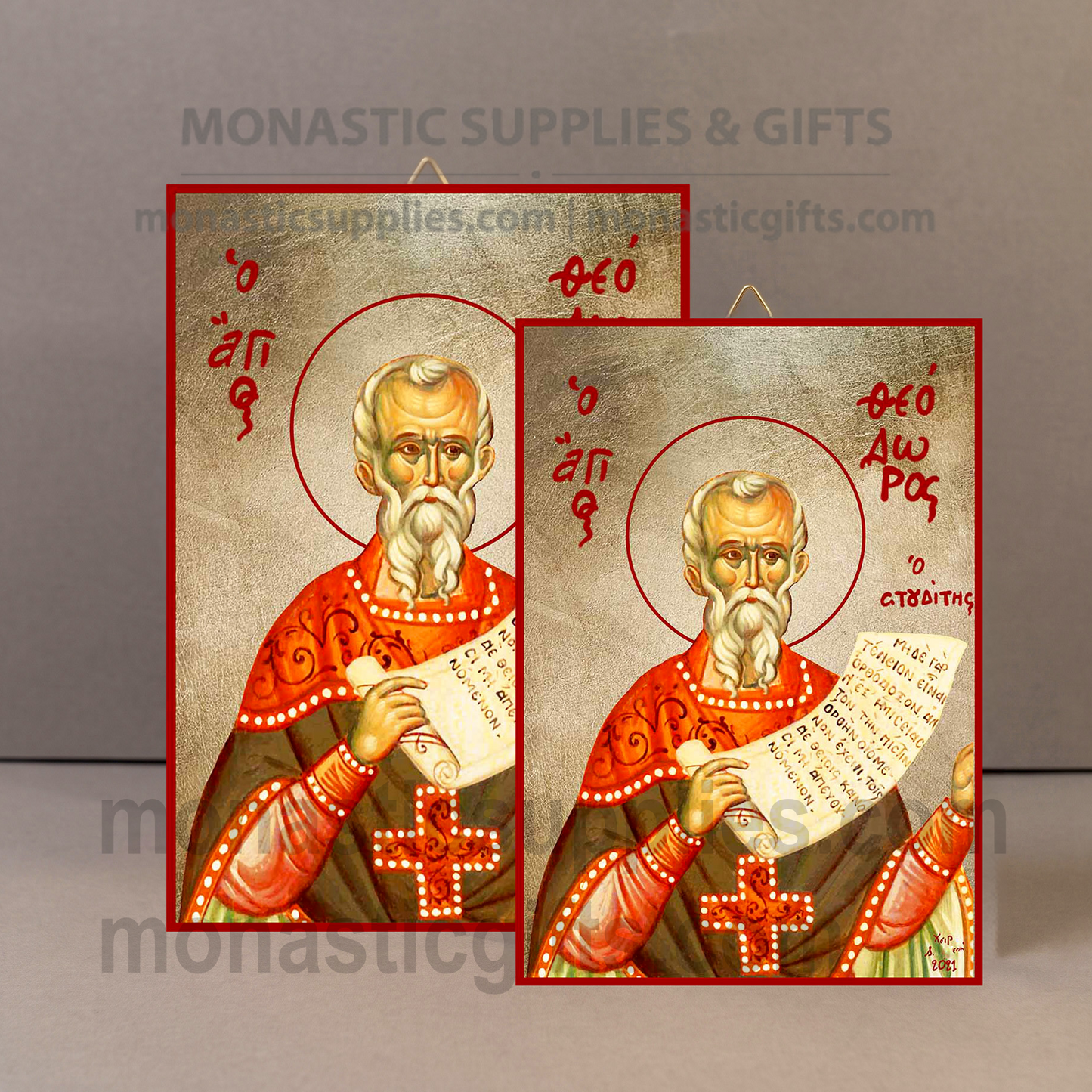 Saint Theodore Orthodox Icon - Handcrafted Gold Leaf Canvas Byzantine Wooden Panel Icon with Certificate