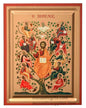 Front view of Christ the True Vine silk screen Byzantine icon on gessoed canvas with a detailed gold background and red borders