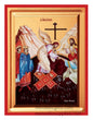 The Resurrection Anastasis Silk Screen Byzantine Icon - Premium Canvas on Red Wooden Panel
