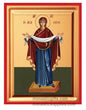 Virgin Mary of the Holy Protection Protecting Veil gold leaf wooden Byzantine icon