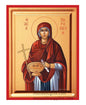 Saint Paraskevi holding a cross and a dish with eyes gold leaf wooden Byzantine icon