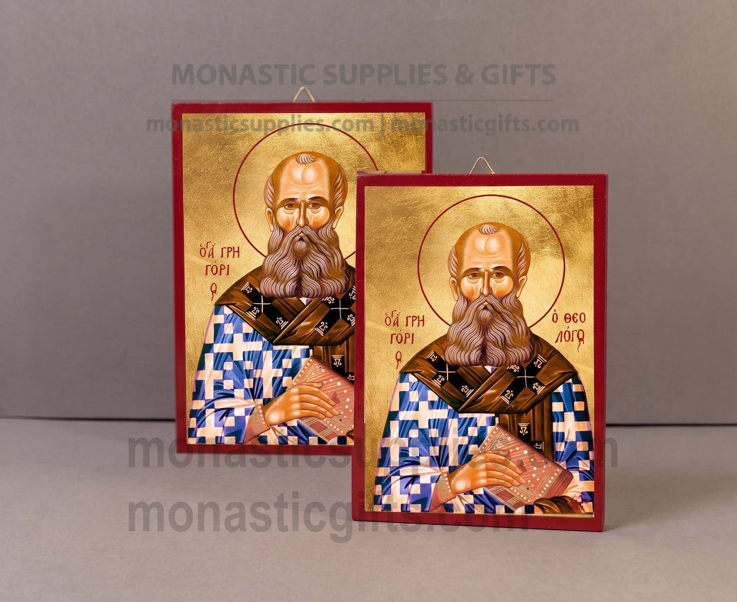 Saint Gregory the Theologian Orthodox Icon - Handcrafted Gold Leaf Canvas Byzantine Wooden Panel Icon with Certificate