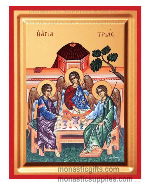The Holy Trinity Hospitality of Abraham Gold Leaf Premium Handmade Wooden Icon - Luxury Gift Box Included