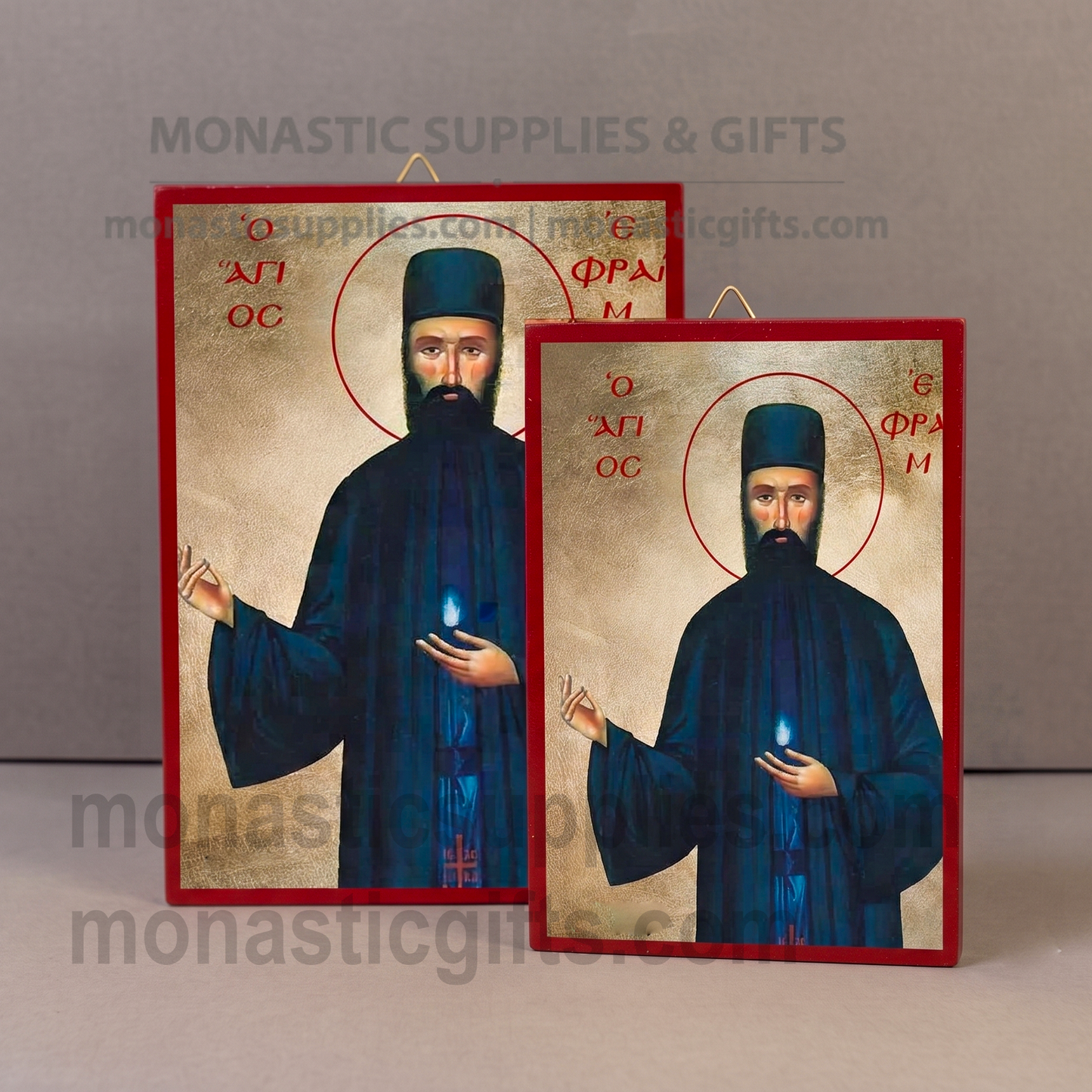 Saint Ephraim of Nea Makri Orthodox Icon - Handcrafted Gold Leaf Canvas Byzantine Wooden Panel Icon with Certificate