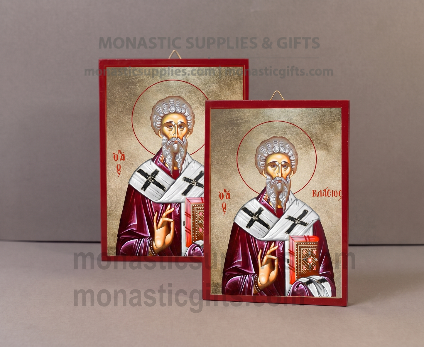 Saint Vlasios Orthodox Icon - Handcrafted Gold Leaf Canvas Byzantine Wooden Panel Icon with Certificate