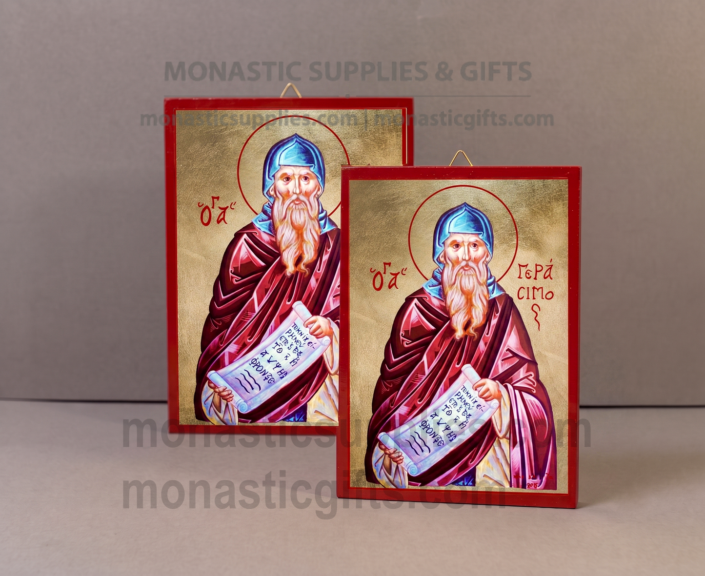 Saint Gerasimos Orthodox Icon - Handcrafted Gold Leaf Canvas Byzantine Wooden Panel Icon with Certificate